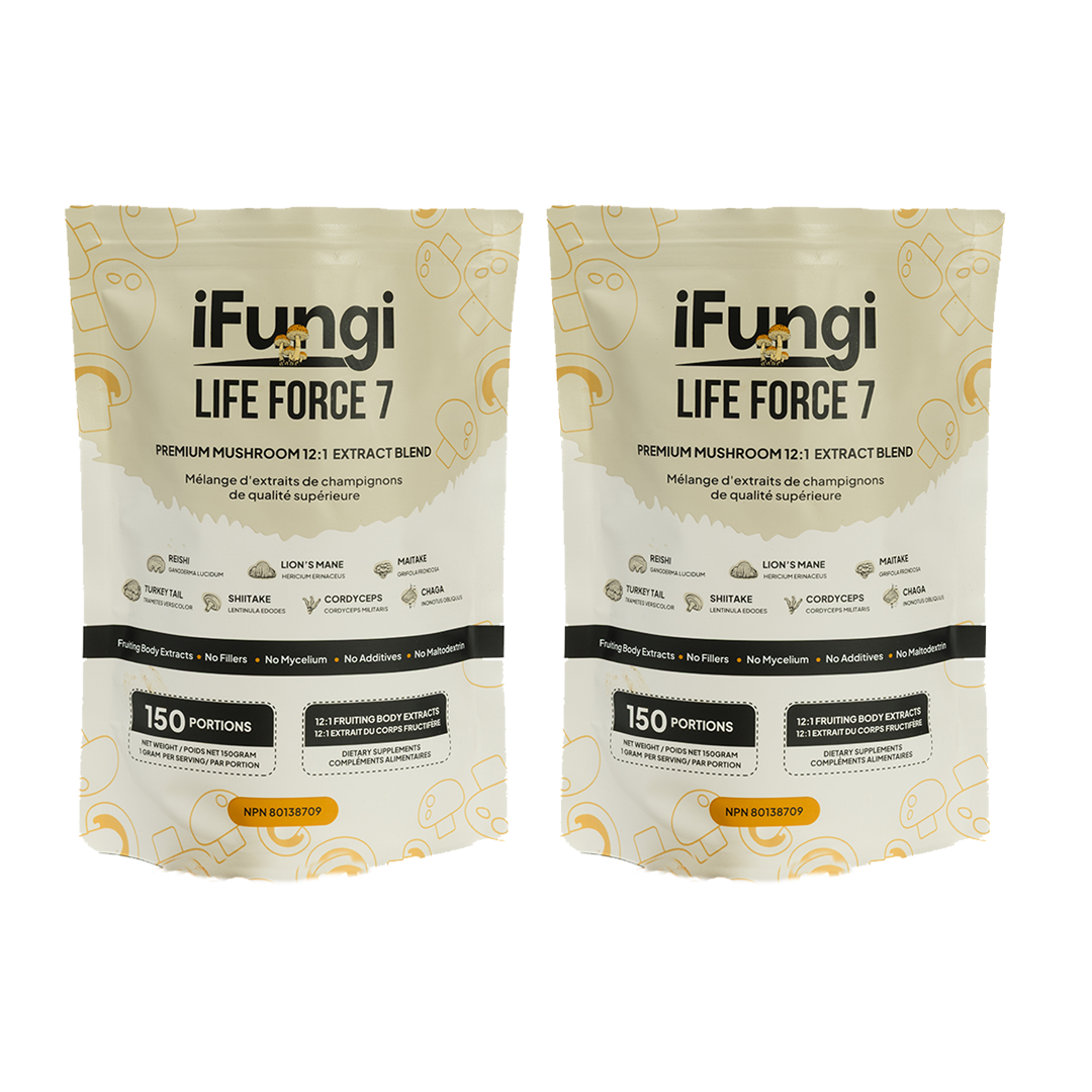 2- Pack iFungi Life Force 7 mushroom powder supplement extract