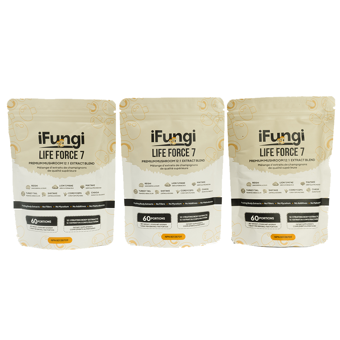 3 Pack - iFungi Life Force 7 mushroom powder extract 